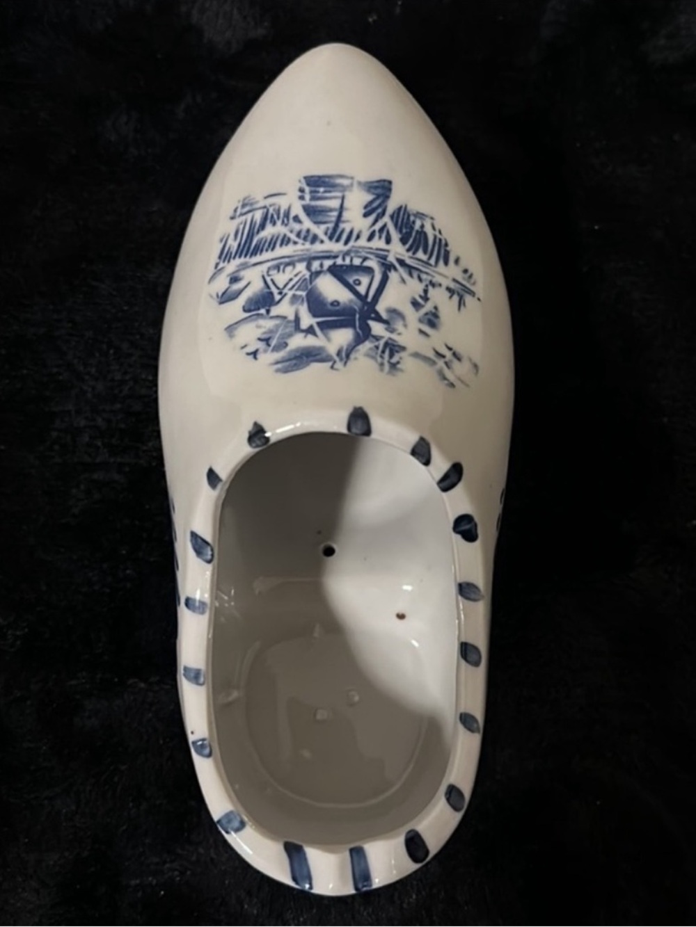 Vintage Delft Style Blue Windmill Dutch Clog Ashtray/Planter